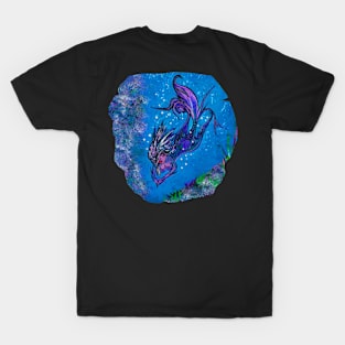 Abstract Mermaid in Sapphire Sea T-Shirt